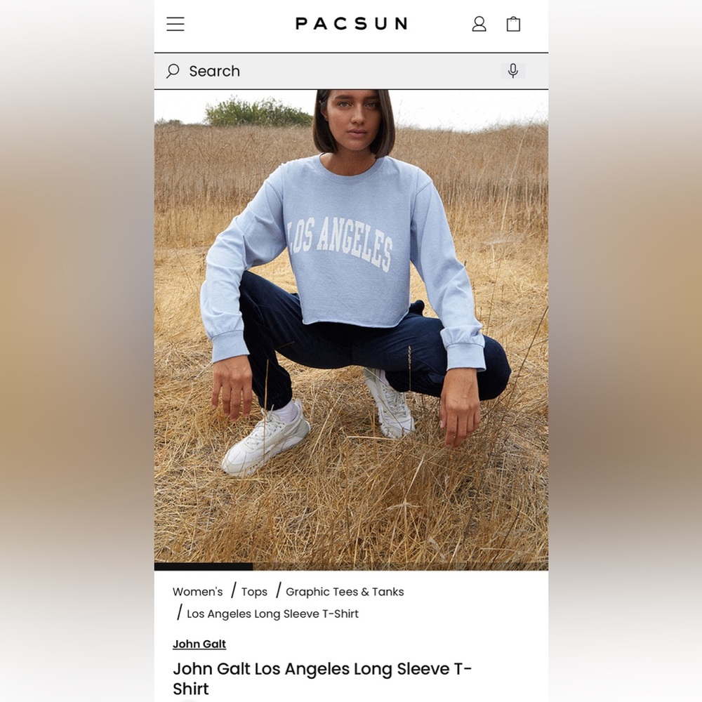 Brandy Melville Blue Los Angeles Cropped Shirt